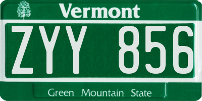 VT license plate ZYY856