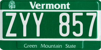 VT license plate ZYY857