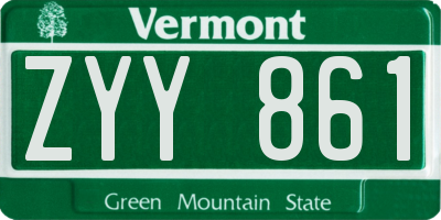 VT license plate ZYY861