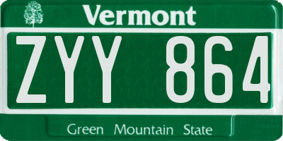 VT license plate ZYY864