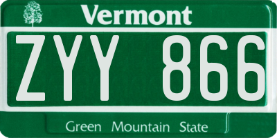 VT license plate ZYY866
