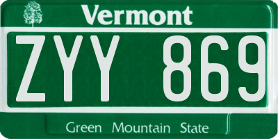 VT license plate ZYY869