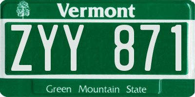 VT license plate ZYY871