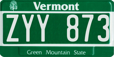 VT license plate ZYY873
