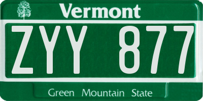 VT license plate ZYY877