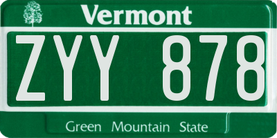 VT license plate ZYY878