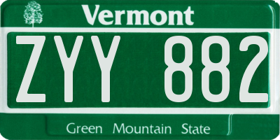 VT license plate ZYY882