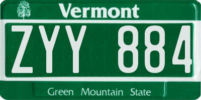 VT license plate ZYY884