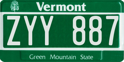 VT license plate ZYY887
