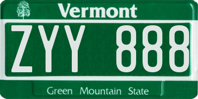 VT license plate ZYY888