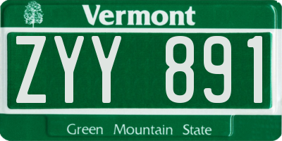 VT license plate ZYY891