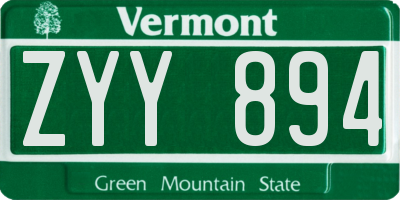VT license plate ZYY894
