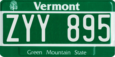 VT license plate ZYY895