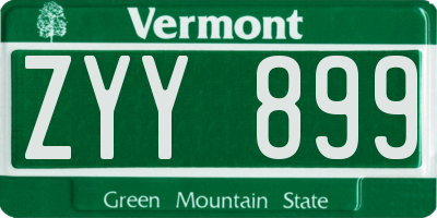 VT license plate ZYY899