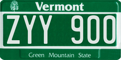 VT license plate ZYY900