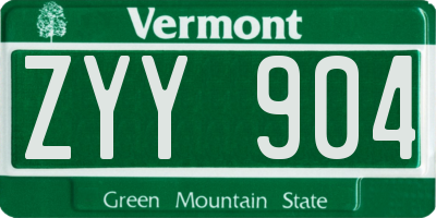 VT license plate ZYY904