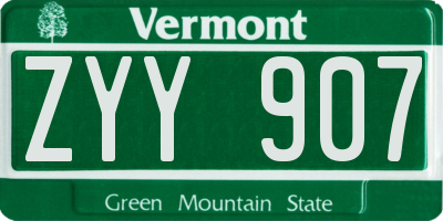 VT license plate ZYY907