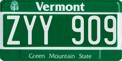 VT license plate ZYY909