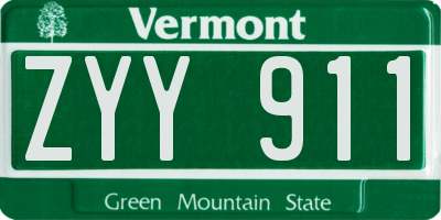 VT license plate ZYY911