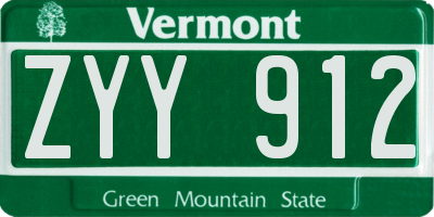 VT license plate ZYY912