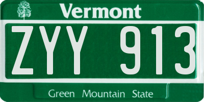 VT license plate ZYY913