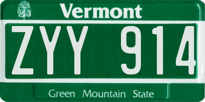 VT license plate ZYY914