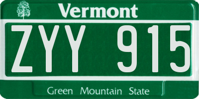 VT license plate ZYY915