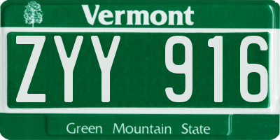 VT license plate ZYY916