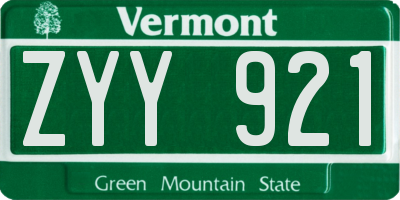 VT license plate ZYY921