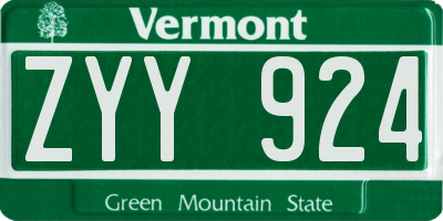 VT license plate ZYY924