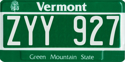 VT license plate ZYY927