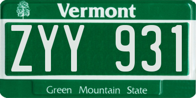 VT license plate ZYY931