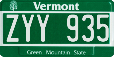 VT license plate ZYY935