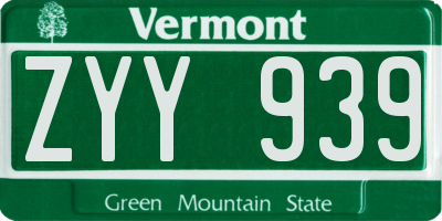 VT license plate ZYY939