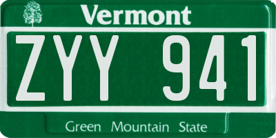 VT license plate ZYY941