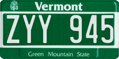 VT license plate ZYY945
