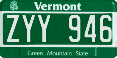 VT license plate ZYY946