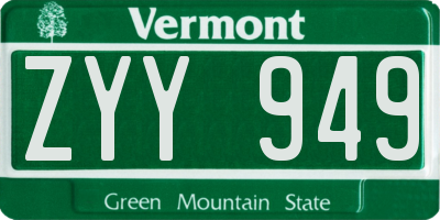 VT license plate ZYY949