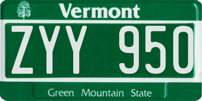 VT license plate ZYY950