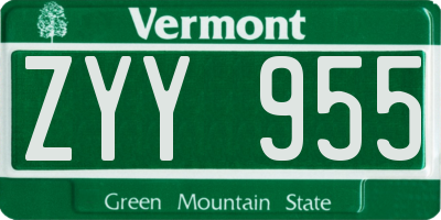 VT license plate ZYY955
