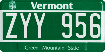 VT license plate ZYY956