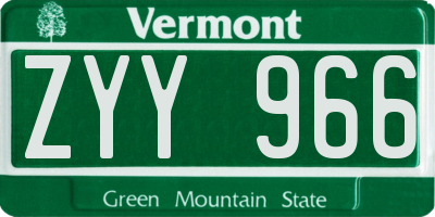 VT license plate ZYY966