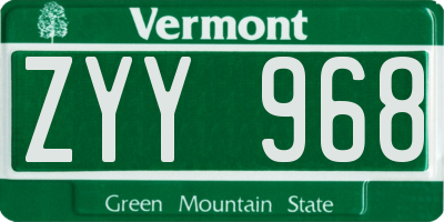VT license plate ZYY968