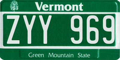 VT license plate ZYY969