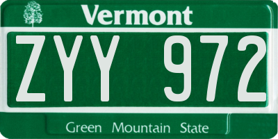 VT license plate ZYY972