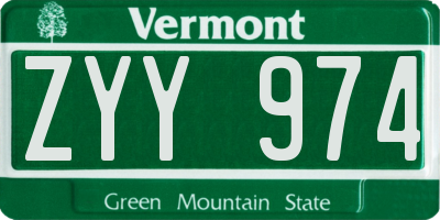 VT license plate ZYY974