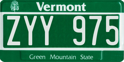 VT license plate ZYY975