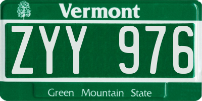 VT license plate ZYY976