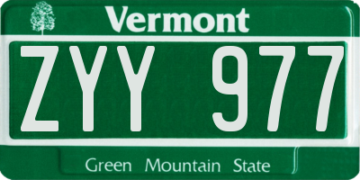 VT license plate ZYY977