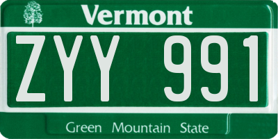 VT license plate ZYY991